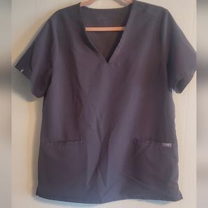 Figs Casma scrub top charcoal grey large